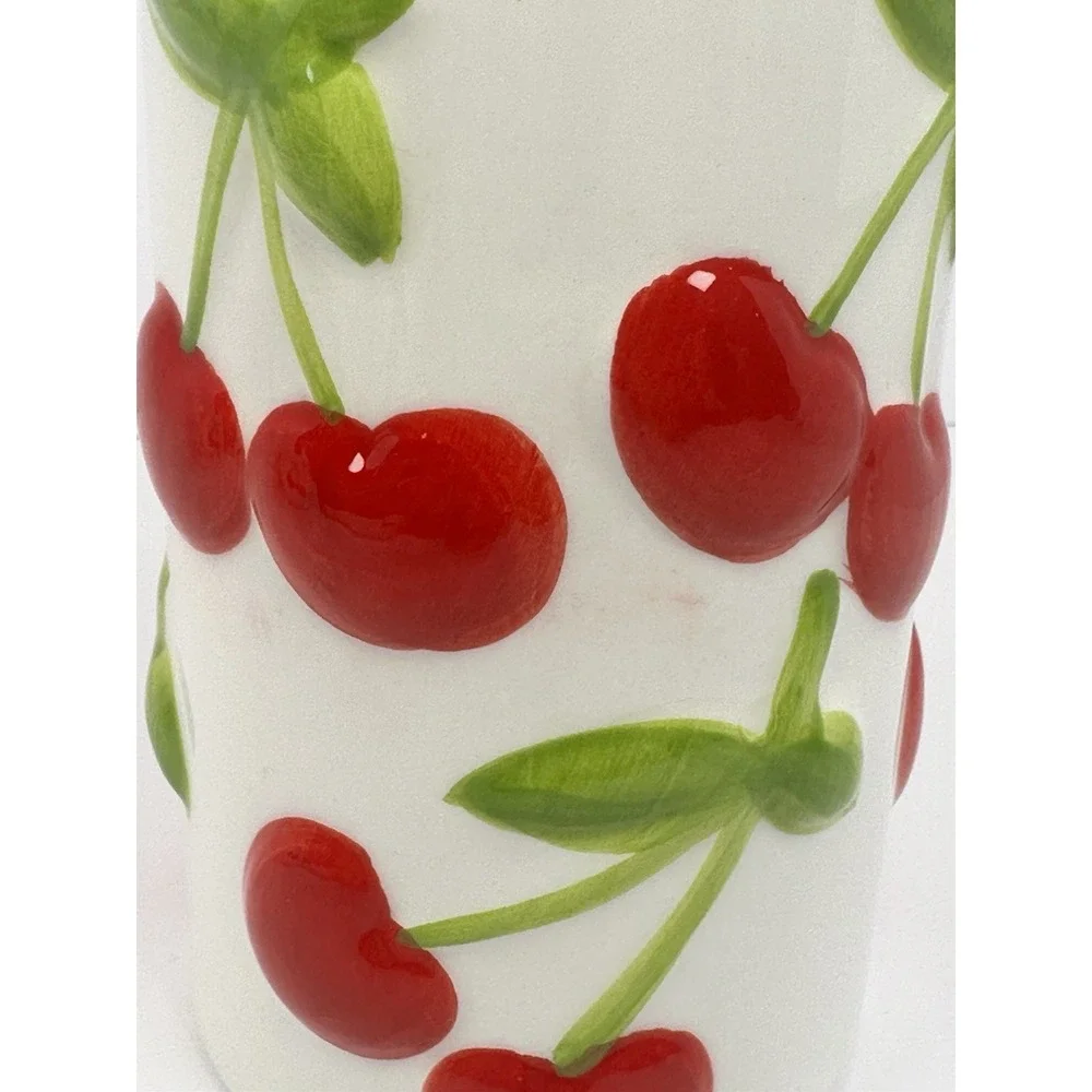Mayim Cherry Ceramic Soap Dispenser Gold Pump Cottagecore Kitchen Bathroom Decor